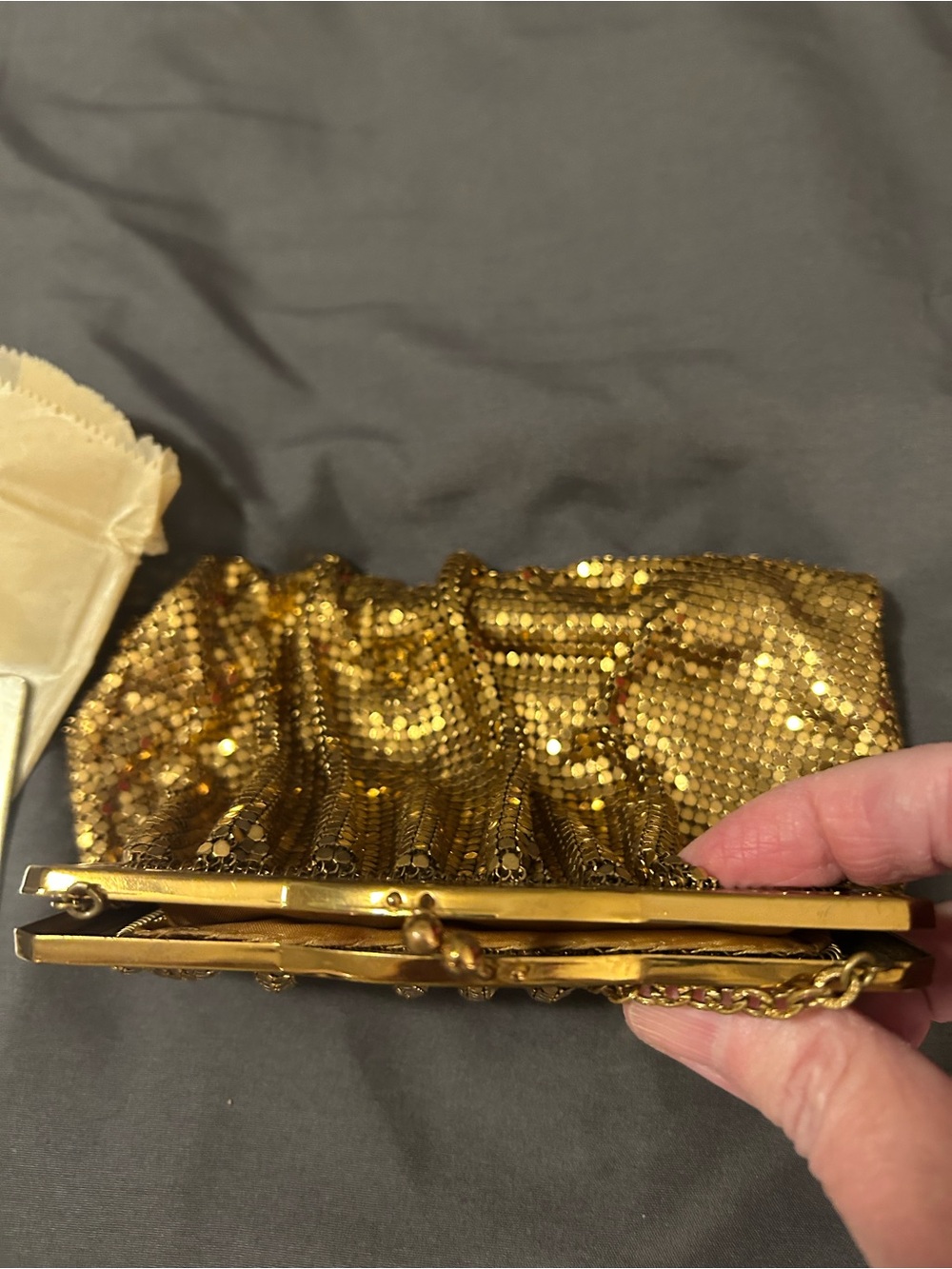 Gold Sequin Evening Chain Bag - Picture 6 of 10